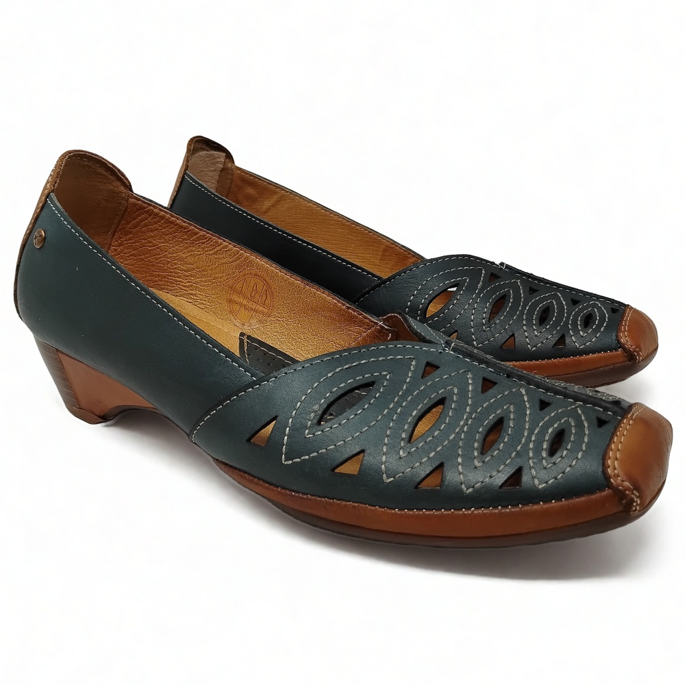 Minimalist Boho Pikolinos Alameda Wedge Pumps Size 9 Leather Slip On Cutout